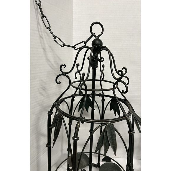 Two Beautiful Vintage Wrought Iron Hanging Candle Holder Three Candles Each - Picture 2 of 10